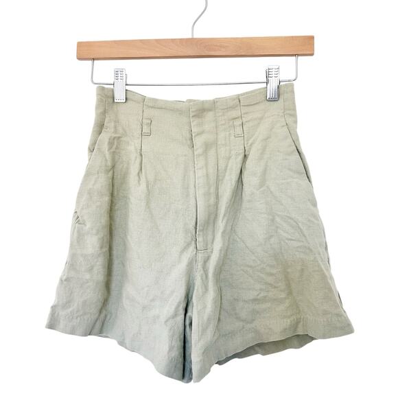 Abercrombie & Fitch Pants - Abercrombie Linen Blend High Waisted Pleated Shorts Sz XS